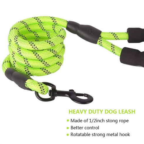 Comfortable Padded Handle Reflective Rope Dog Leash